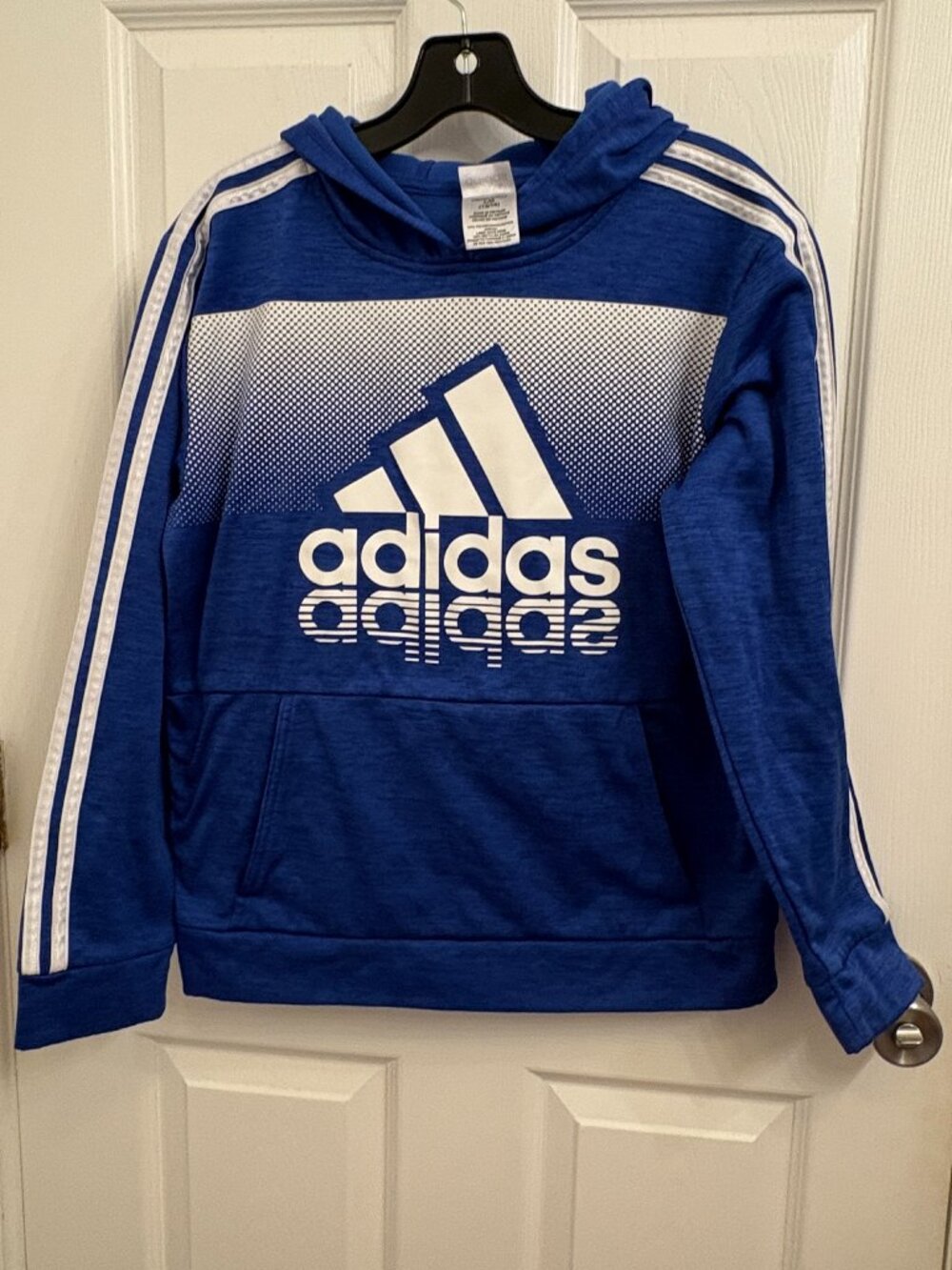 Adidas Horizon Mirrored Blue Pullover Hoodie size LG 14 / 16